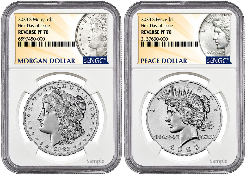 2023 (MS/PF/RP70) Six 6-Coin Set $1 Morgan & Peace Dollar FDOI NGC