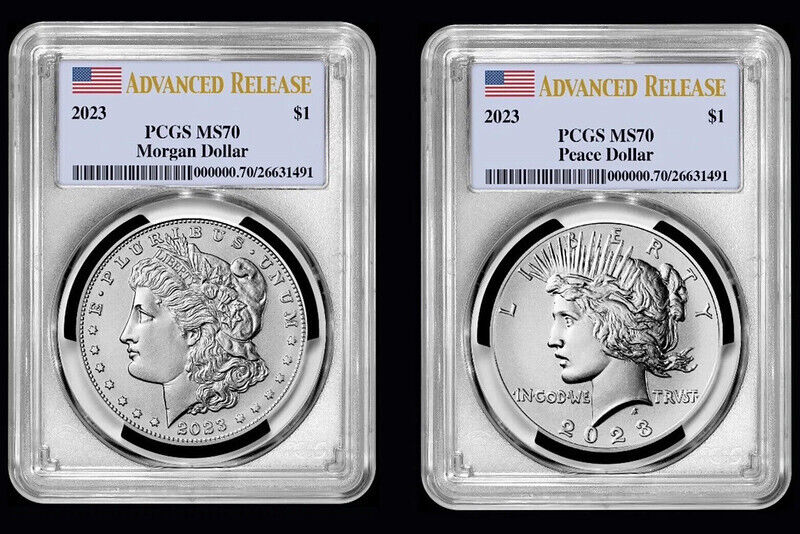 2023 (MS70/PR70) 6-Coin Set $1 Morgan & Peace Dollar AR Advance Release PCGS