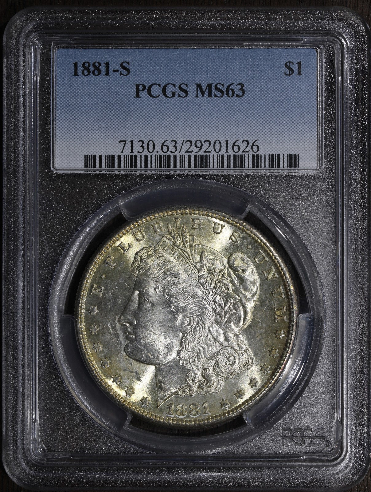 1881-S (MS63) Morgan Silver Dollar $1 PCGS - Rainbow Toned Reverse