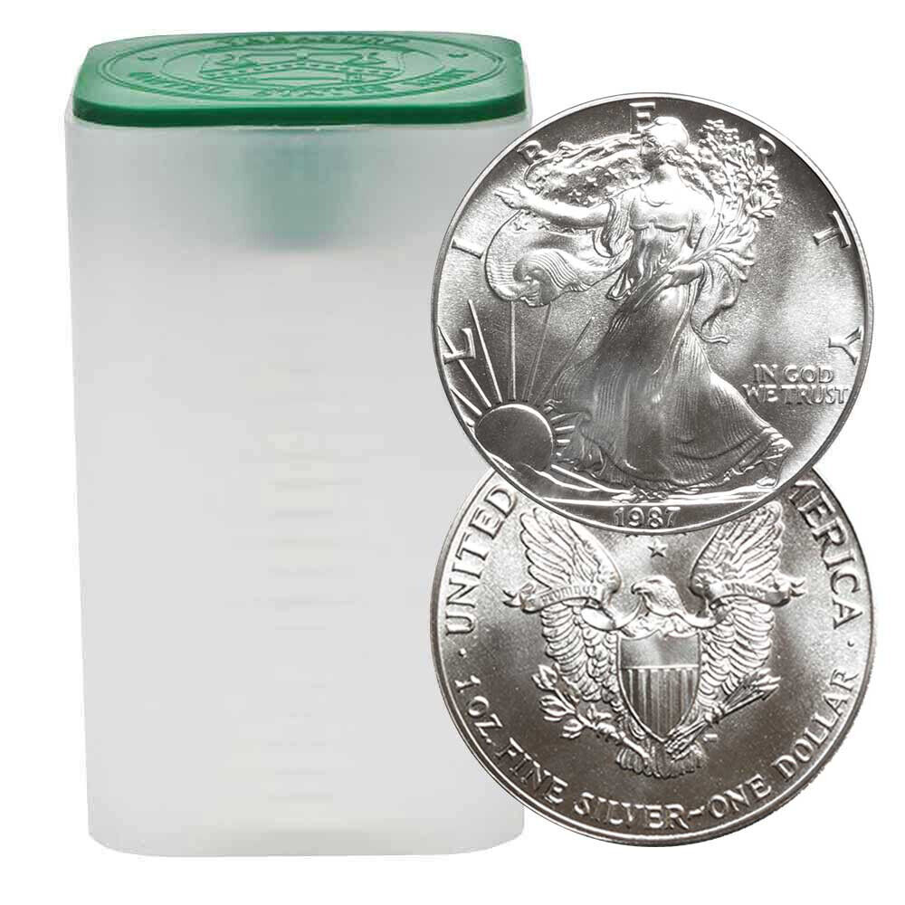 (20) 1987 1 Oz American Silver Eagles - Tube/Roll of ASE