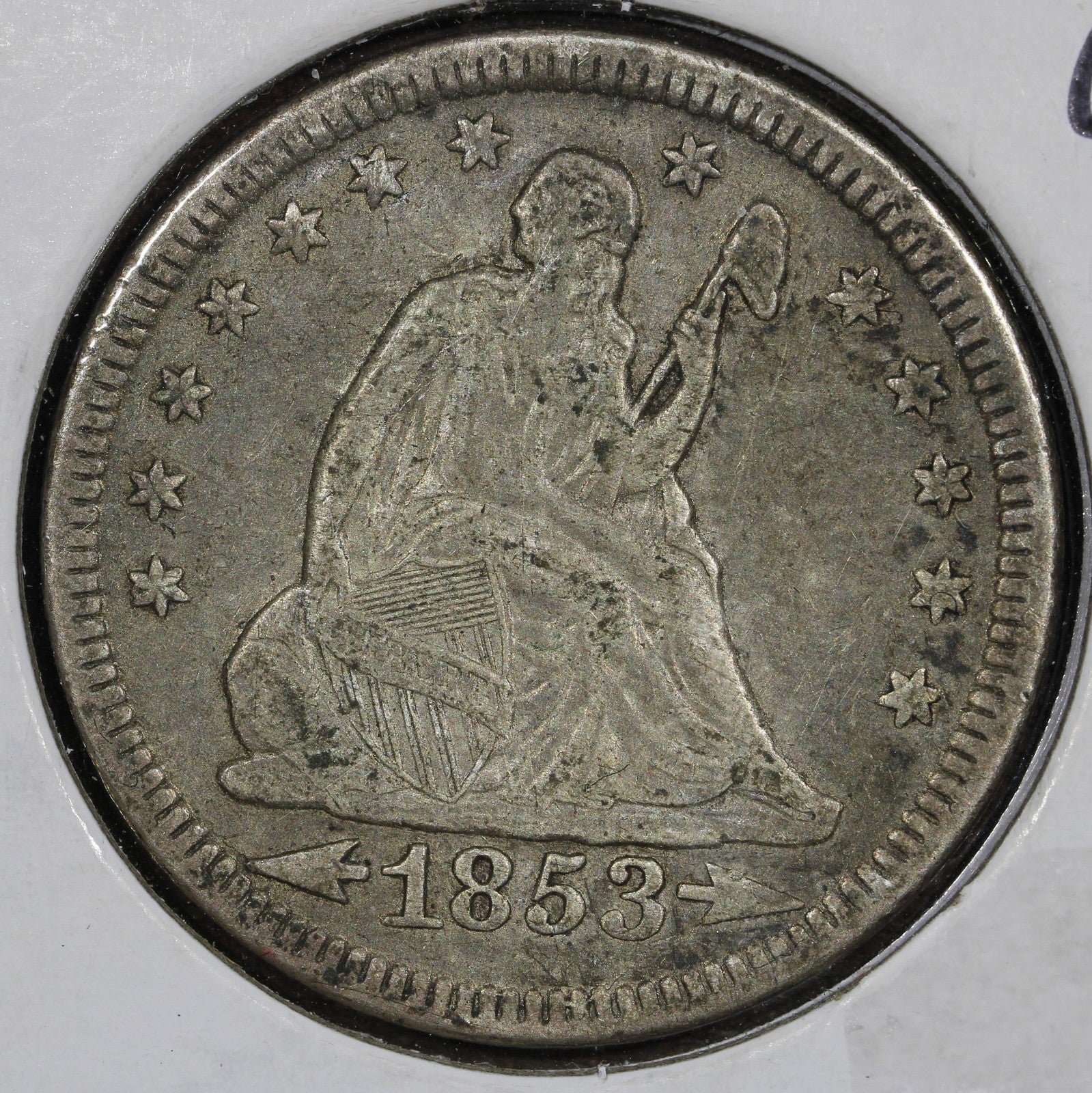 1853 Seated Liberty Quarter 25C XF - Lovely Arrows & Rays Type