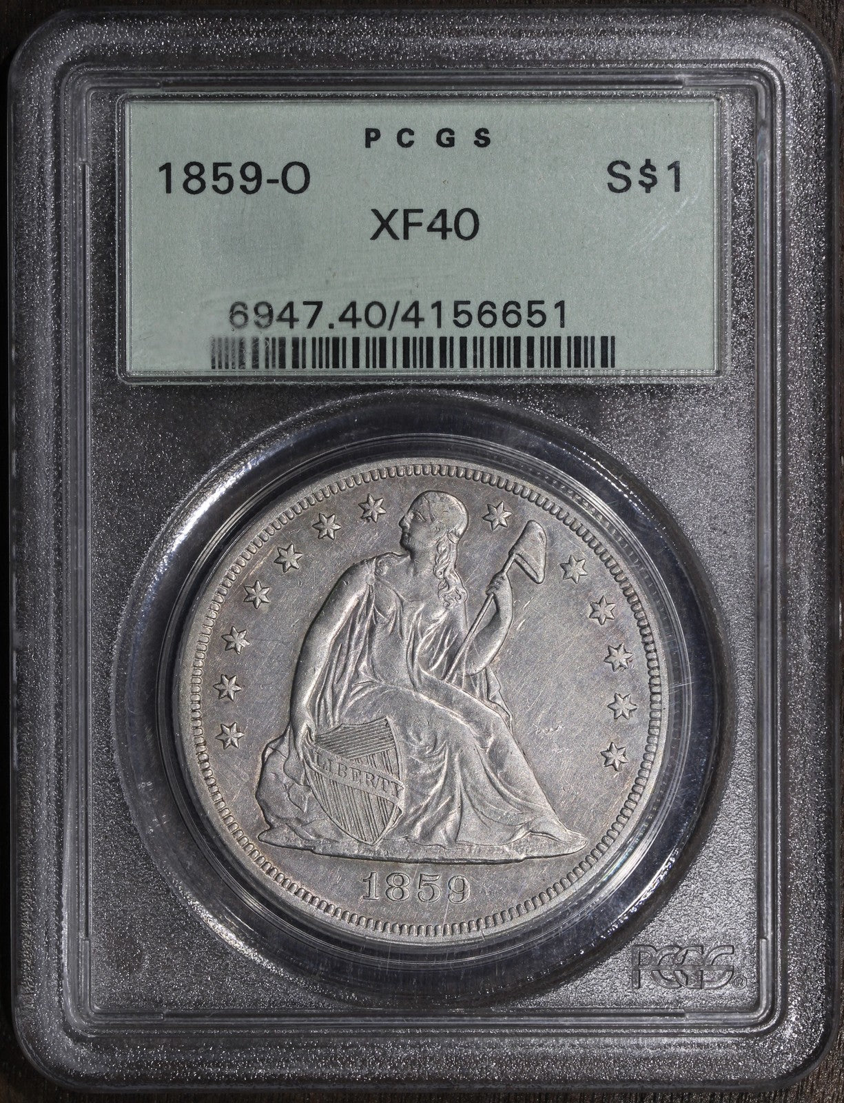 1859-O (XF40) Seated Liberty Dollar $1 PCGS OGH - Early Seated Dollar