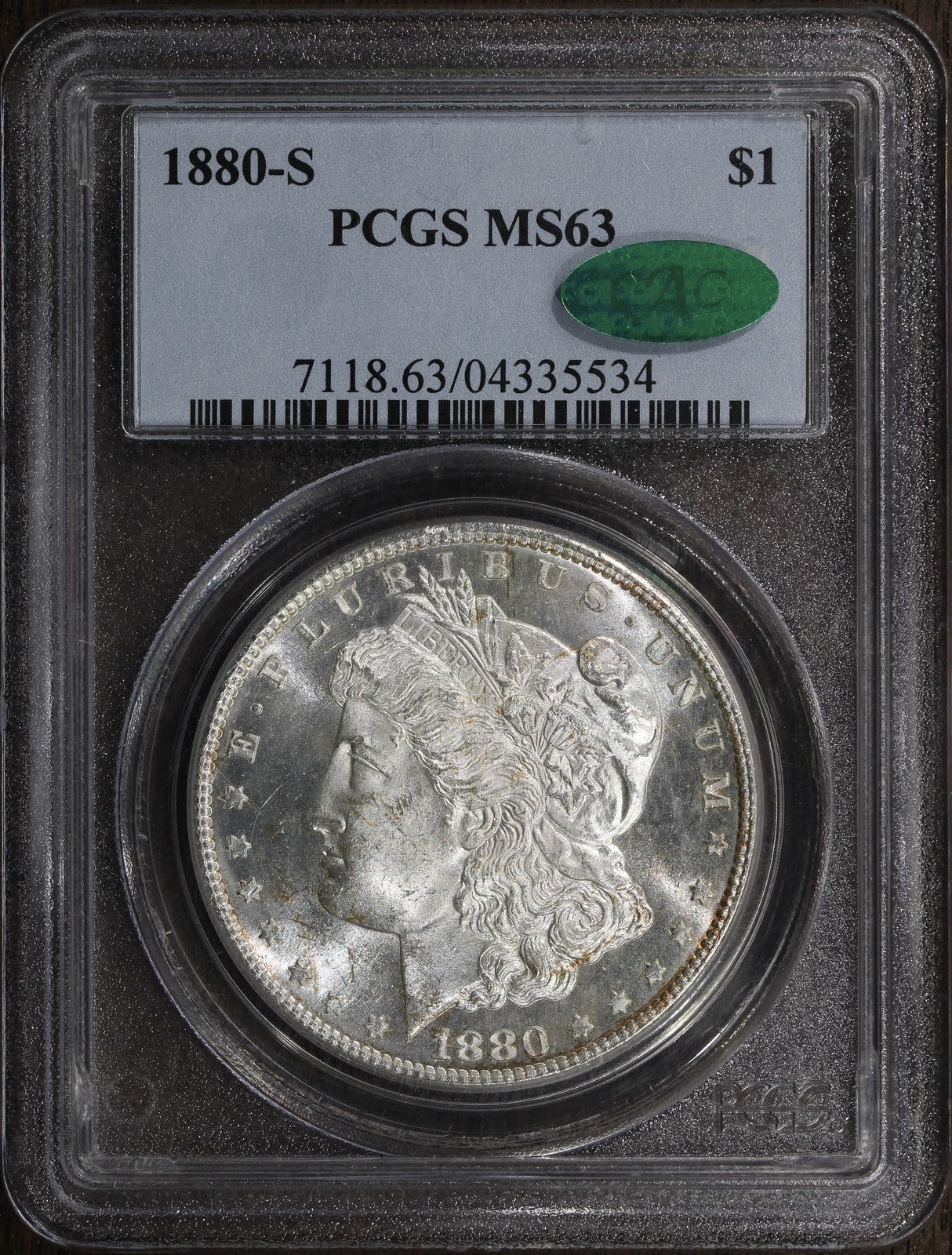 1880-S (MS63 CAC) Morgan Silver Dollar $1 PCGS - Premium Quality