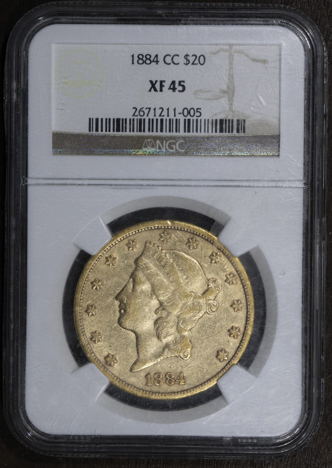 1884-CC (XF45) Liberty Head Gold Double Eagle $20 NGC - Carson City Gold
