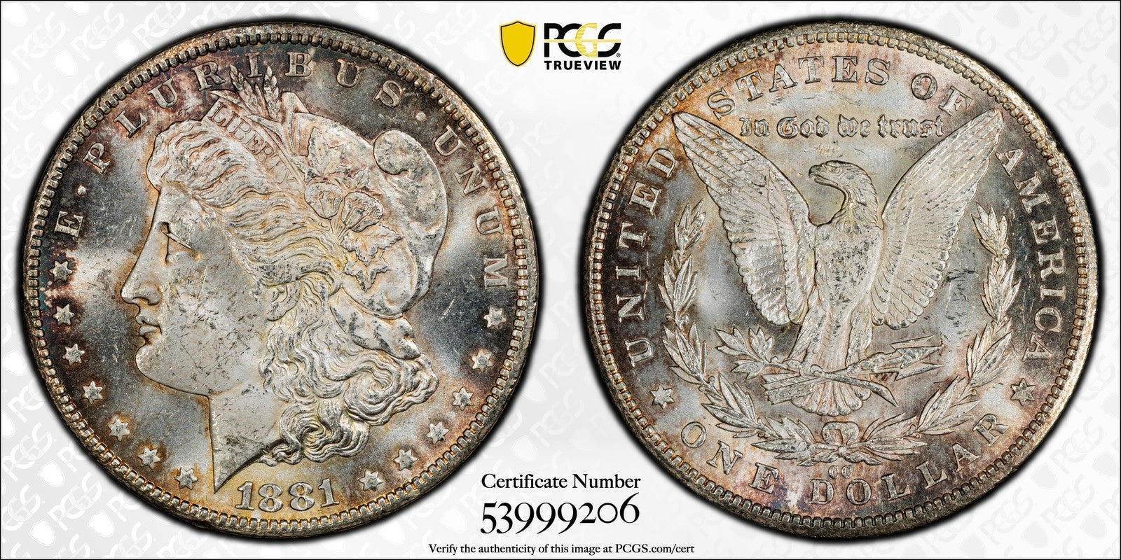 1881-CC (MS63 CAC) Morgan Silver Dollar $1 PCGS - Key Date Carson City