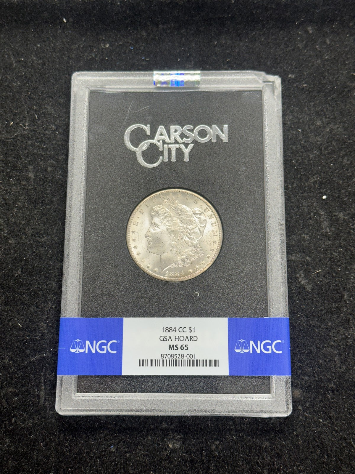 1884-CC (MS65) GSA Morgan Silver Dollar $1 NGC - RAINBOW REVERSE Chipped Holder