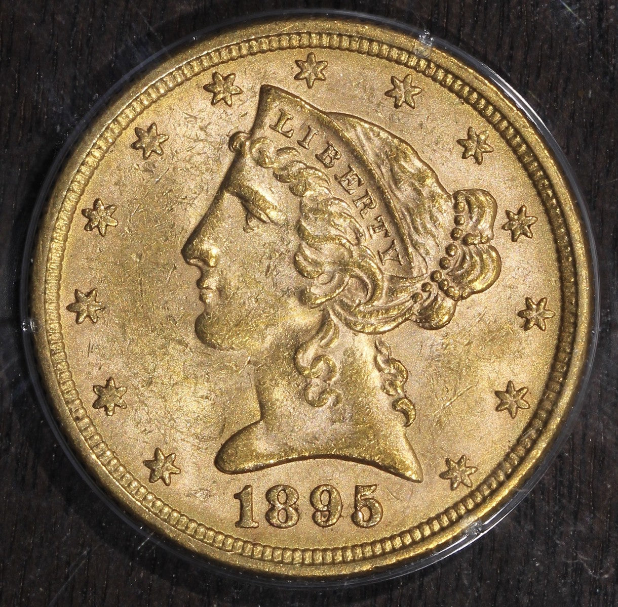 1895 (AU58 CAC) Liberty Head Gold Half Eagle $5 PCGS Rattler