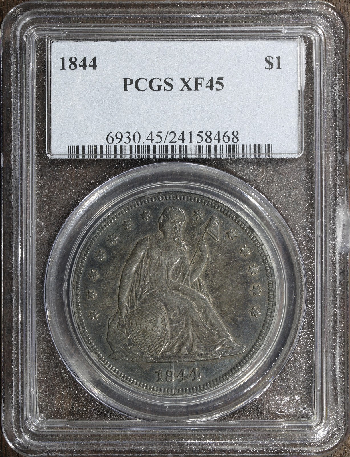 1844 (XF45) Seated Liberty Dollar $1 PCGS - Great Tone