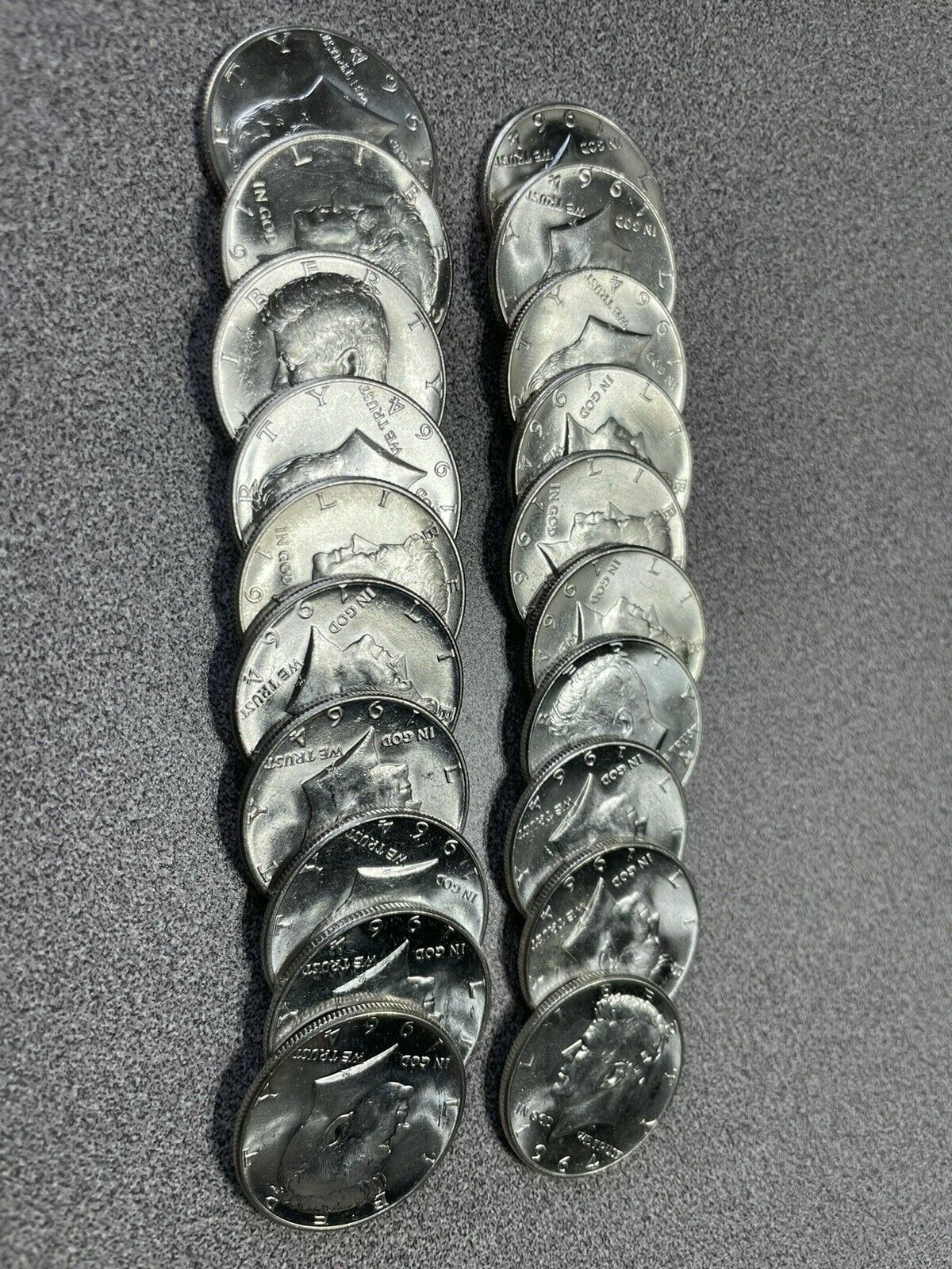 20 BU 1964 Kennedy Half UNC Dollars - 1 Roll of Uncirculated Halves -50c Coins