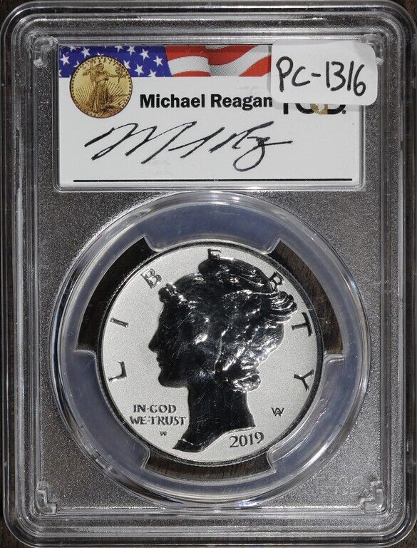 2019-W (PF70) 1 oz American Palladium Reverse Proof $25 PCGS FDOI Reagan Signed