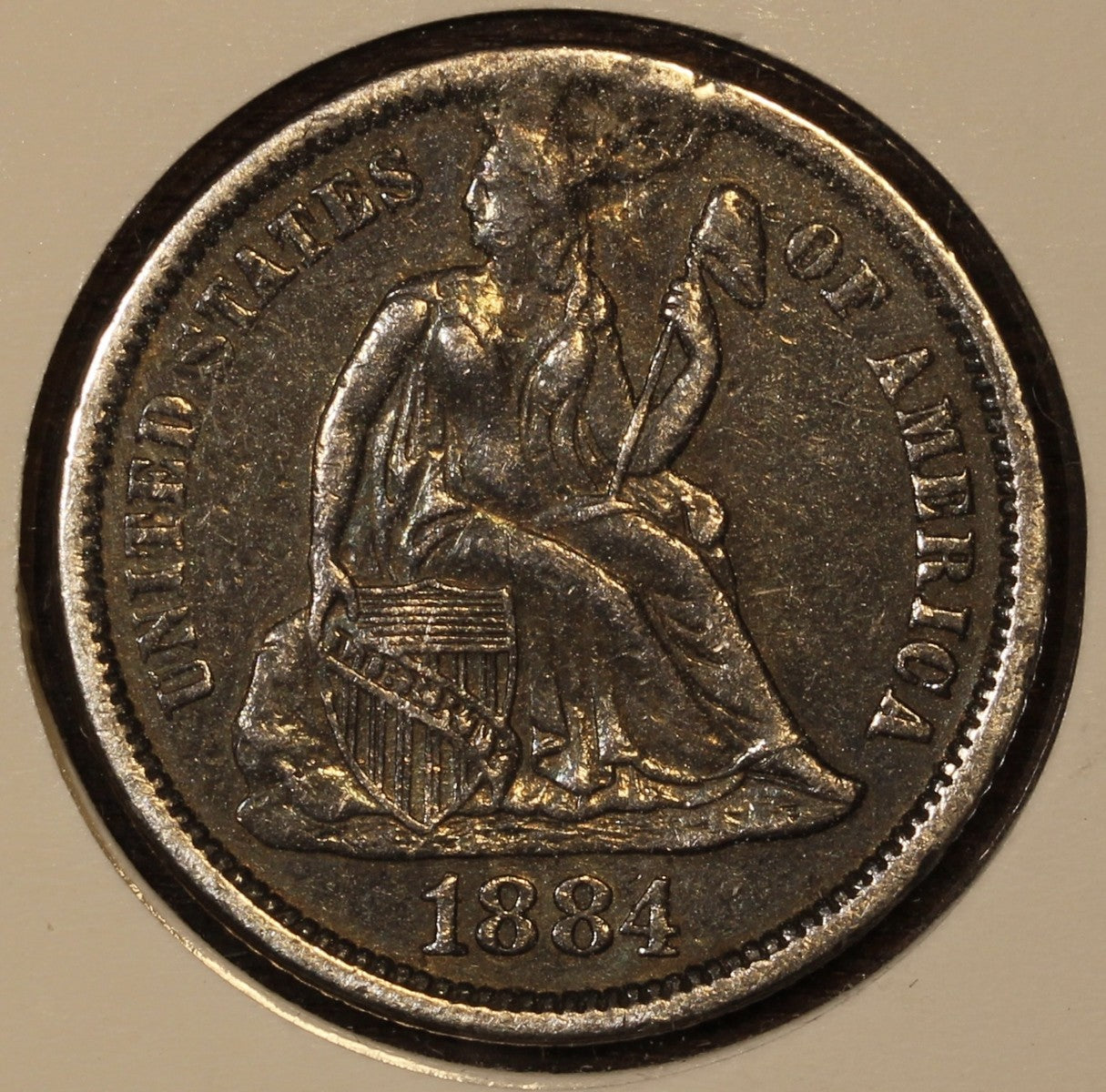 1884 Seated Liberty Dime 10C XF Love Token - Beautiful Craftsmanship