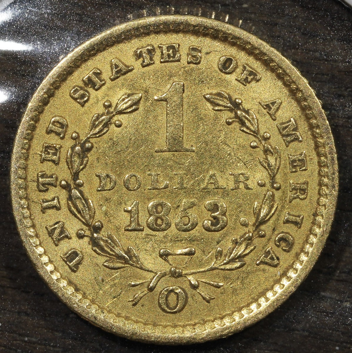 1853-O Type 1 Liberty Head Gold Dollar G$1 - AU About Uncirculated