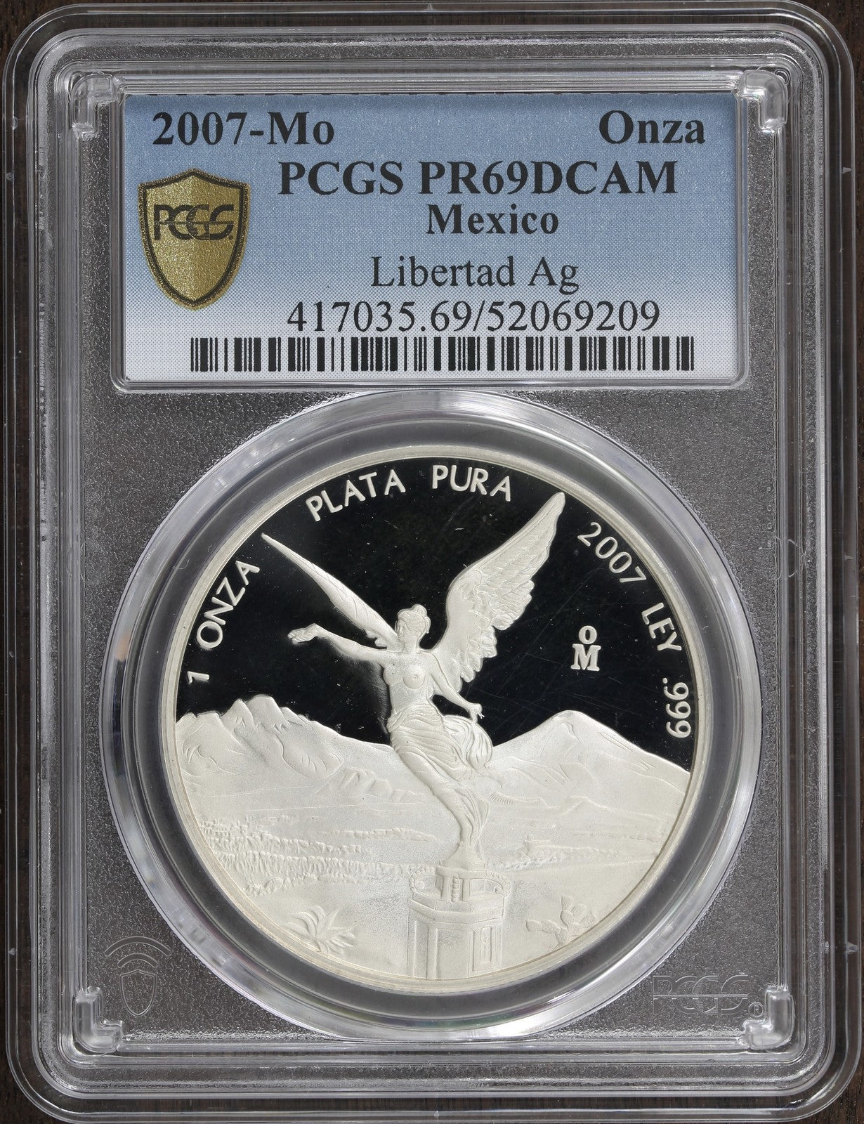 2007-Mo (PR69 DCAM) Proof Silver 1 oz Mexico Libertad Onza PCGS