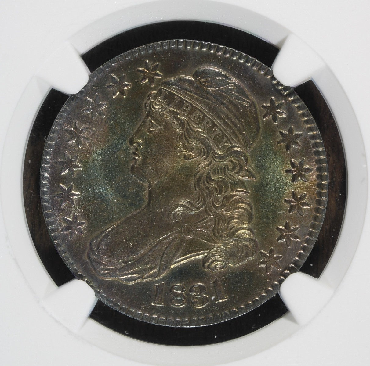 1831 (MS64) Capped Bust Half Dollar 50C NGC - Beautiful RAINBOW Toning