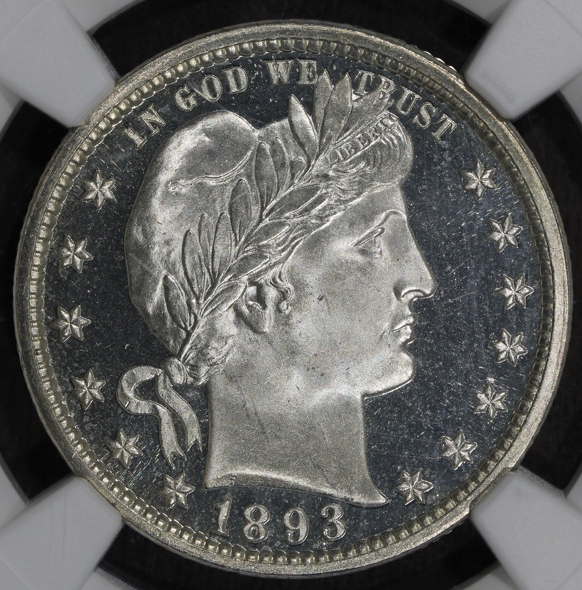 1893 (PF67 CAMEO) Proof Barber Quarter 25C NGC - Great Contrast
