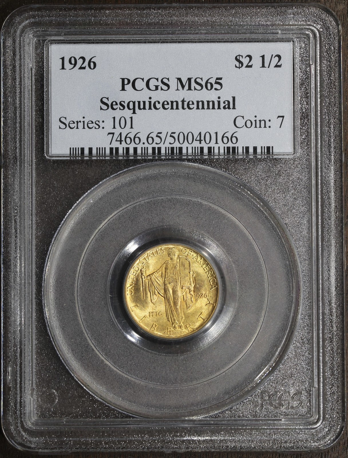 1926 (MS65) Sesquicentennial Commemorative Gold Quarter Eagle $2.50 PCGS