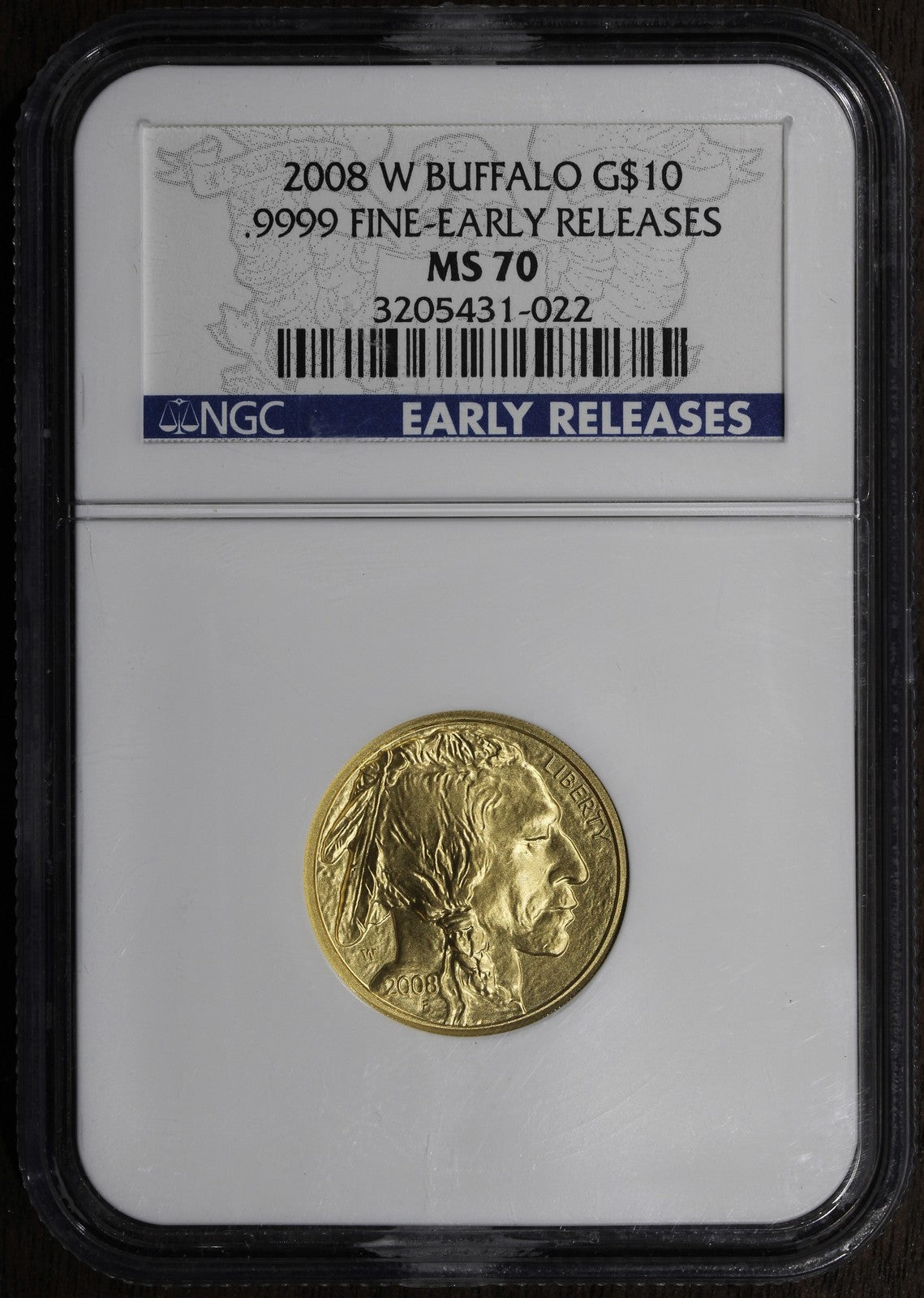 2008-W (MS70) 1/4 oz Gold Buffalo G$10 NGC - Early Releases, .9999