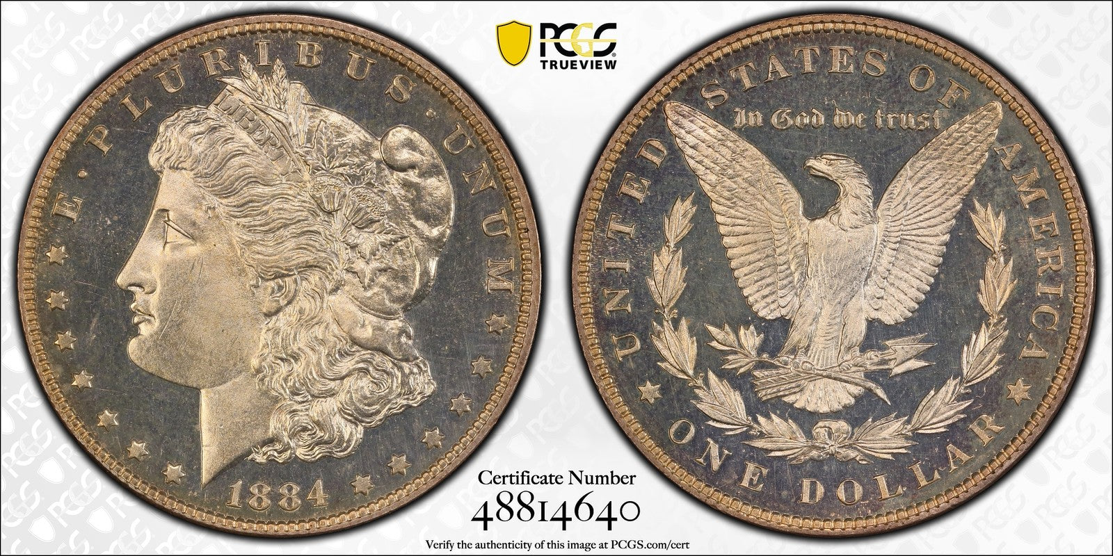 1884 (PR64) Proof Morgan Silver Dollar $1 PCGS - Great Contrast
