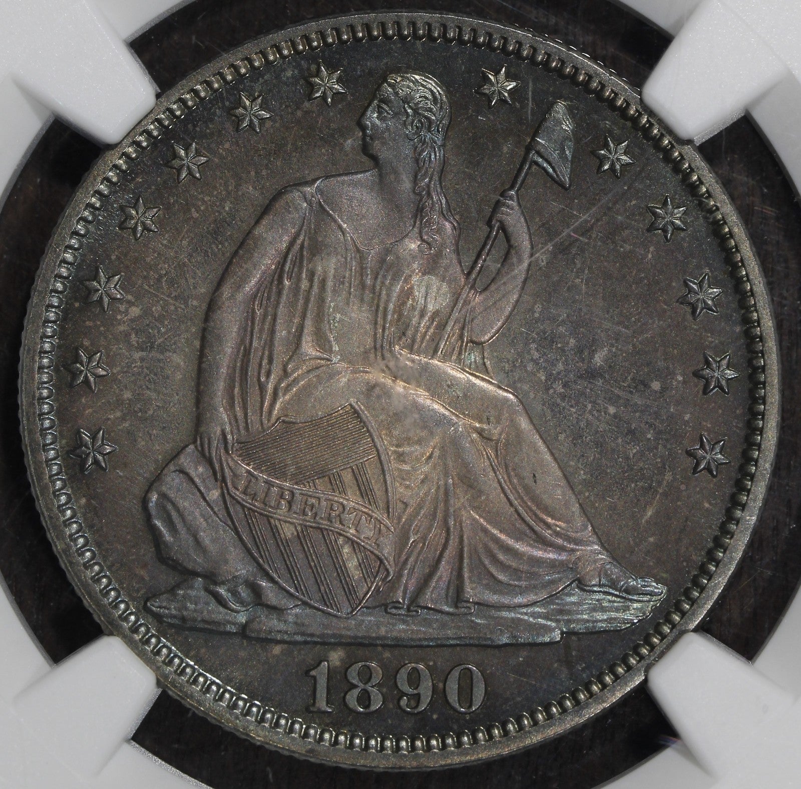 1890 (PF67) Proof Seated Liberty Half Dollar 50C NGC - Rainbow Color
