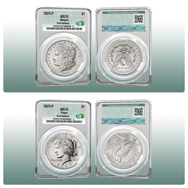 2023 (MS/PR 70) 6-Coin Set $1 Morgan & Peace Dollar CAC FD First Delivery