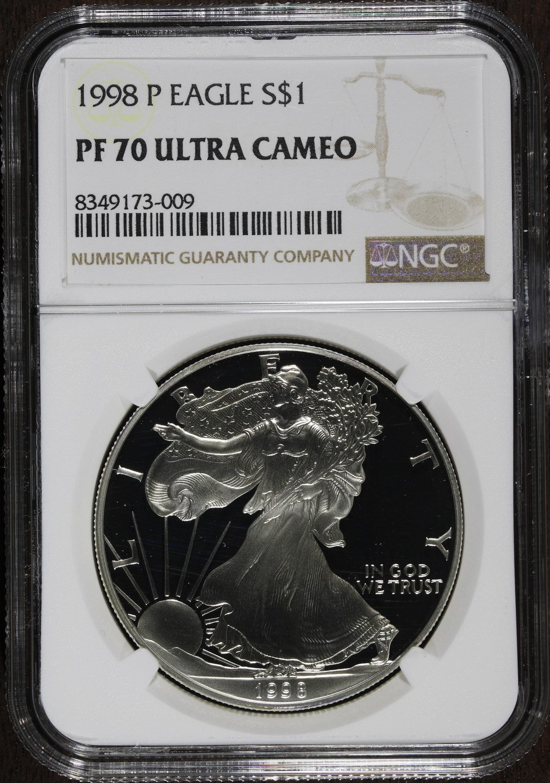 1998 (PF70 Ultra Cameo) 1 oz Proof American Silver Eagle $1 NGC