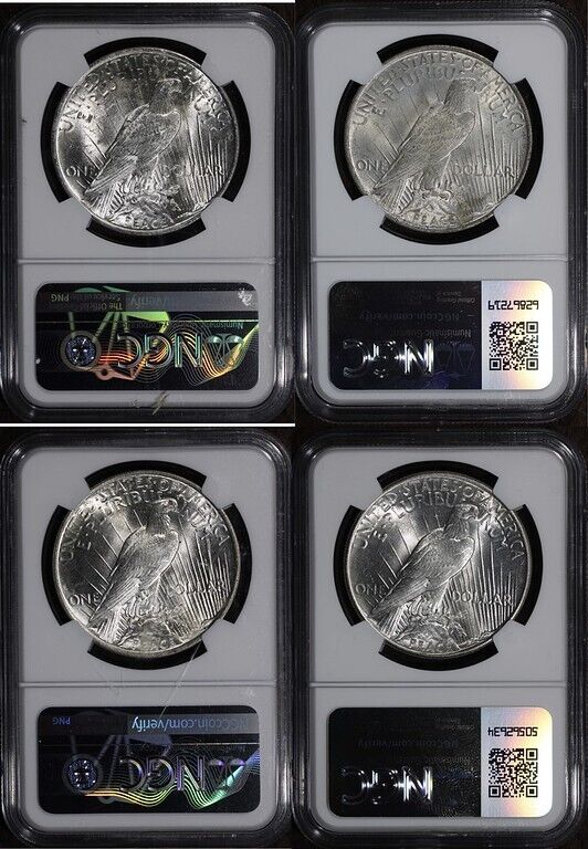 (Lot of 4) MS63 NGC Peace Silver Dollars set $1 1922-P, 1923, 1924, 1925
