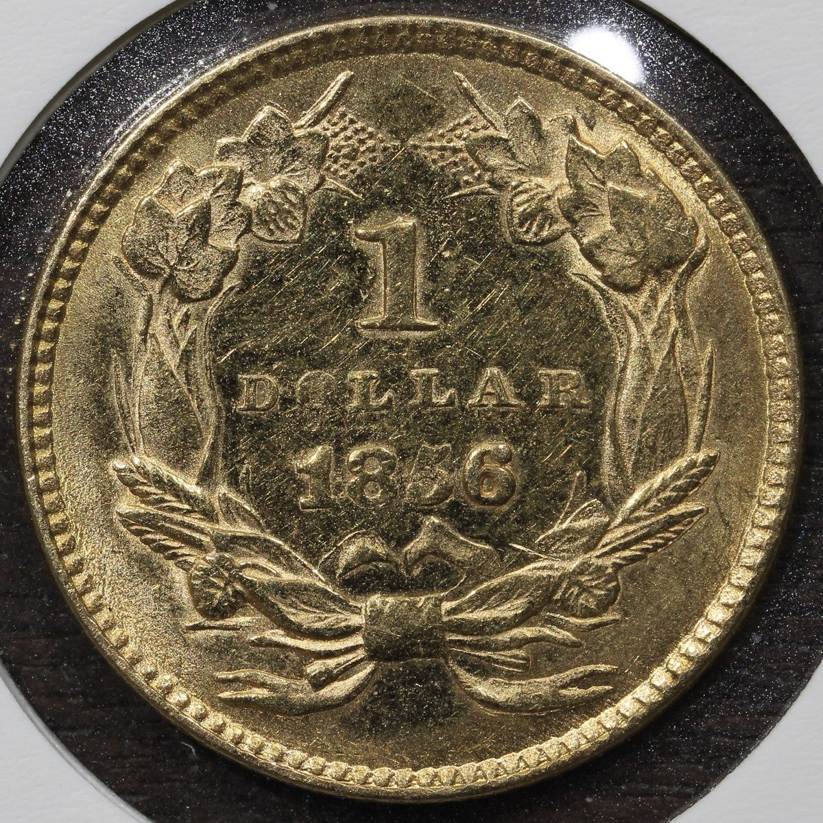 1856 Type 3 Liberty Head Gold Dollar G$1 - AU About Uncirculated