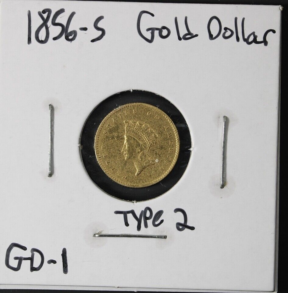 1856-S G$1 Indian Princess Gold Dollar (Type 2) Uncertified - AU