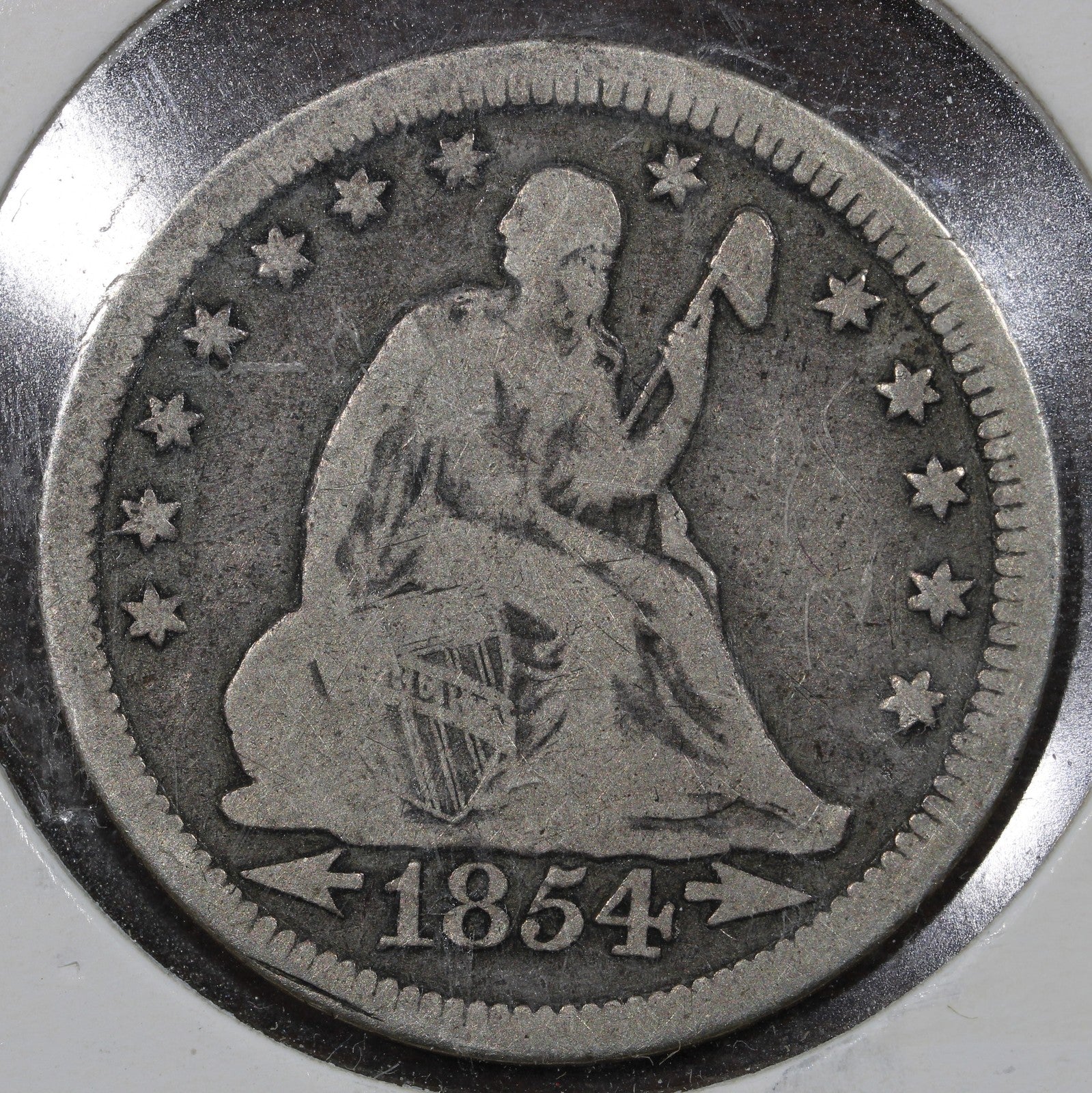 1854 Seated Liberty Quarter 25C F - Arrows
