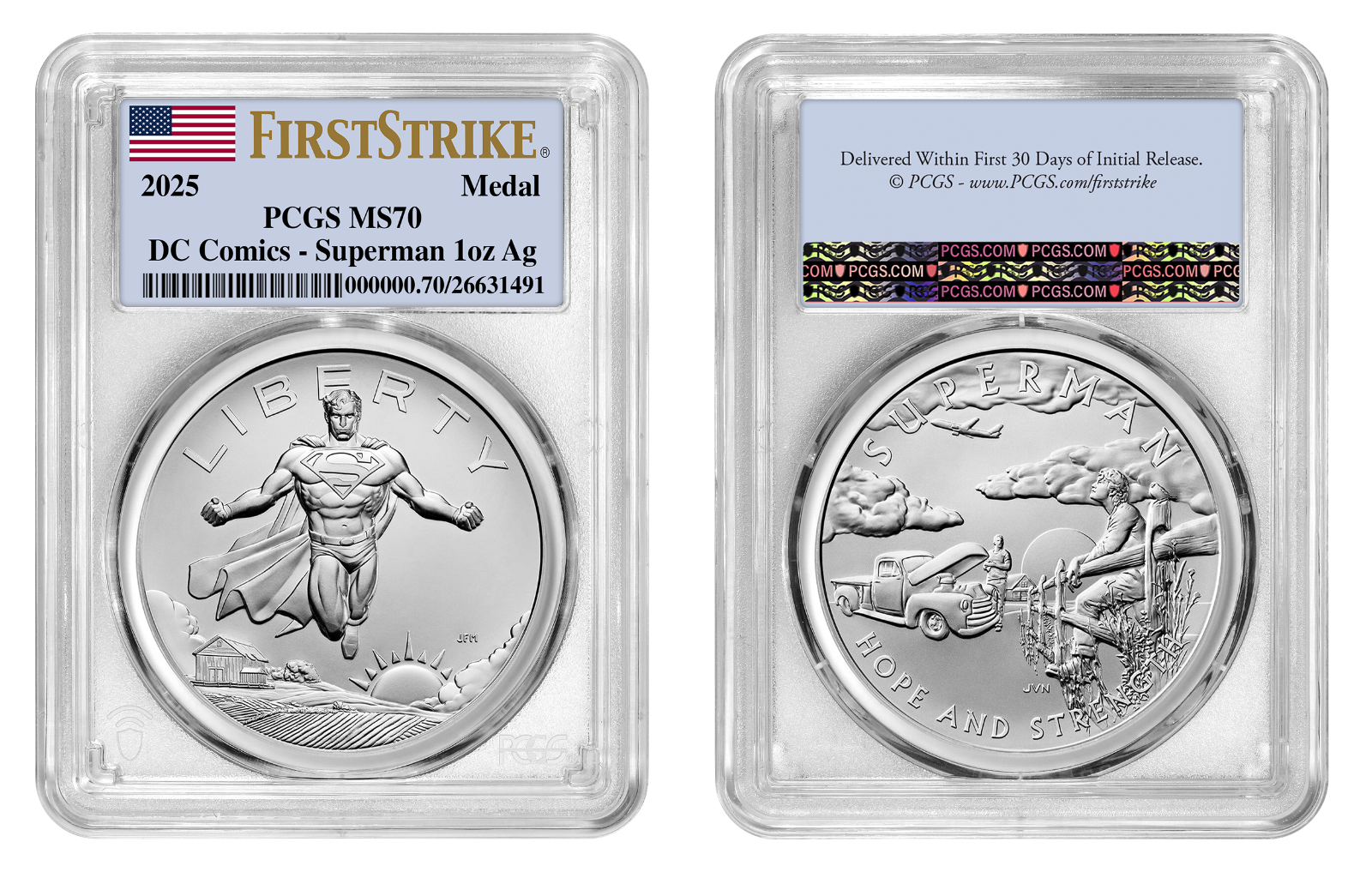 2025 (MS70) 1 oz Superman Silver Medal PCGS First Strike - US Mint DC Comics