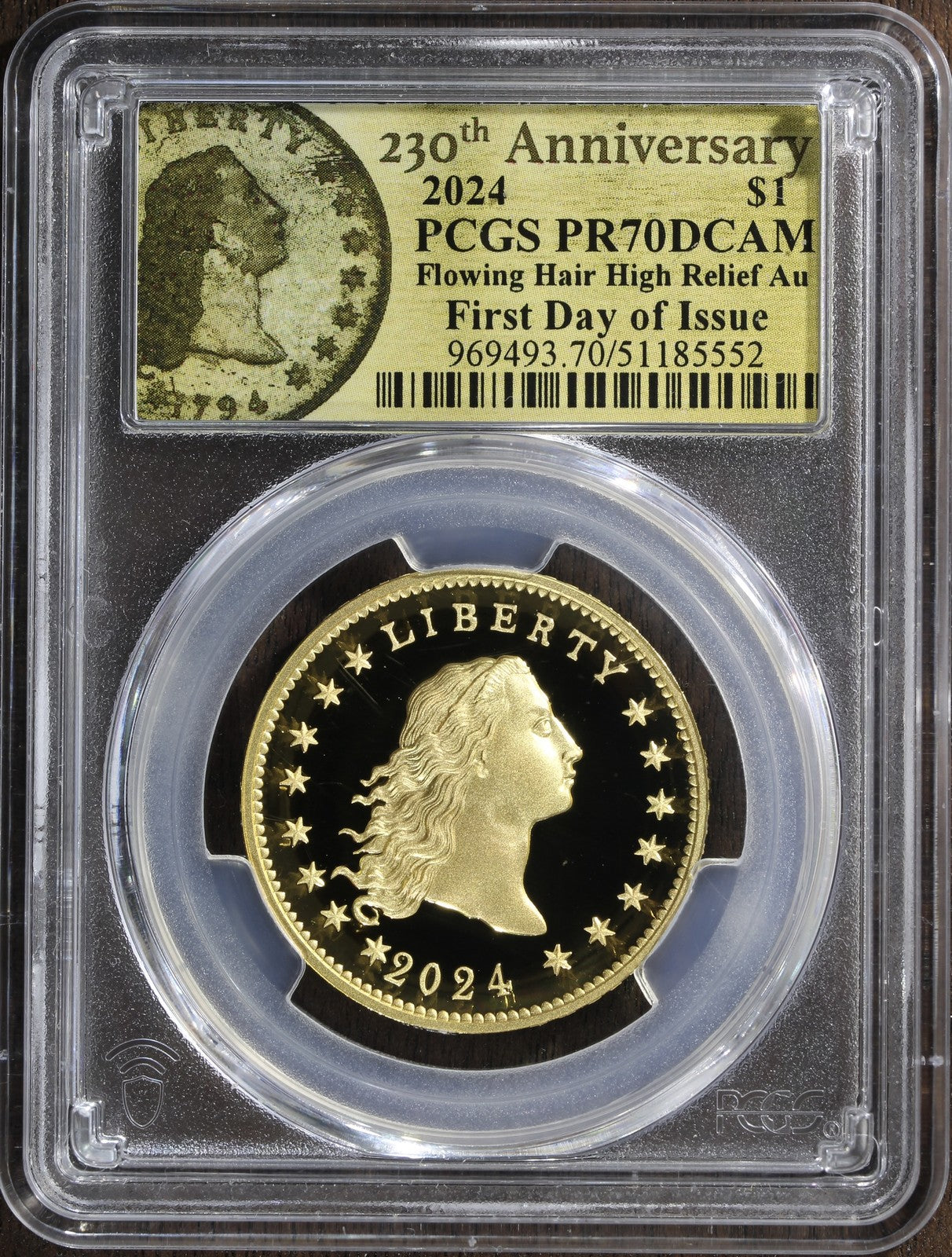 2024 (PR70) Flowing Hair Gold Coin-230 Anniversary-First Day of Issue PCGS