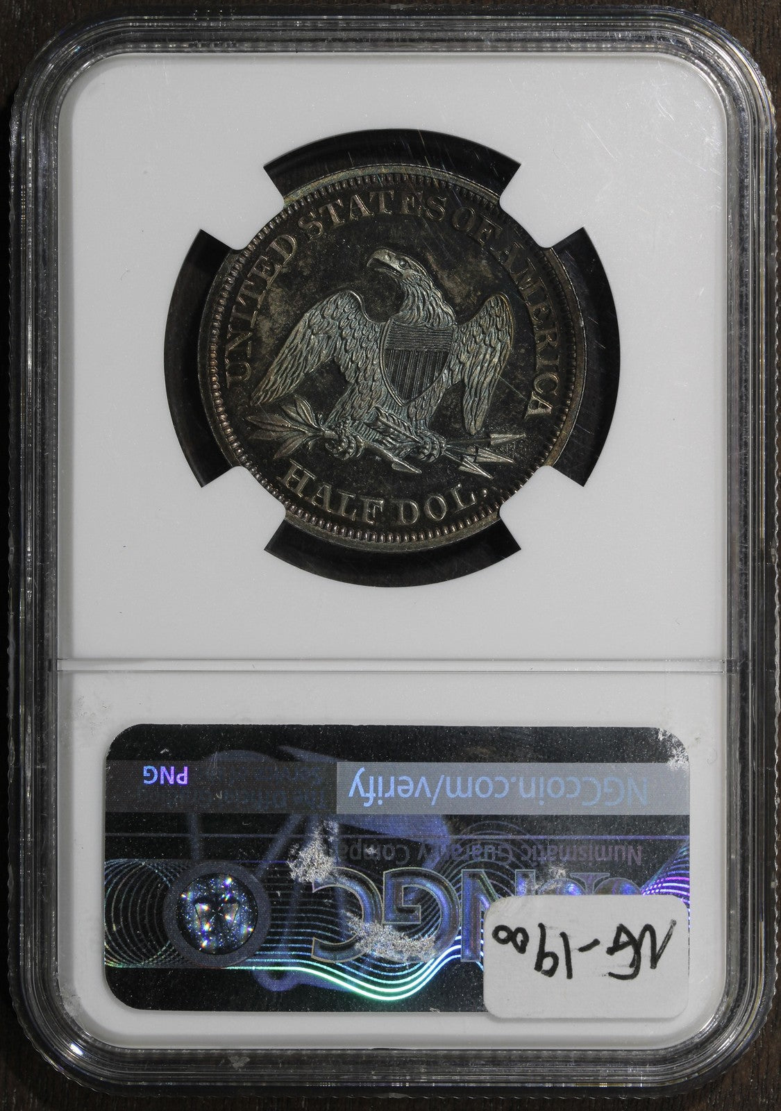 1859 (PF66) Proof Seated Liberty Half Dollar 50C NGC - Reverse Toned