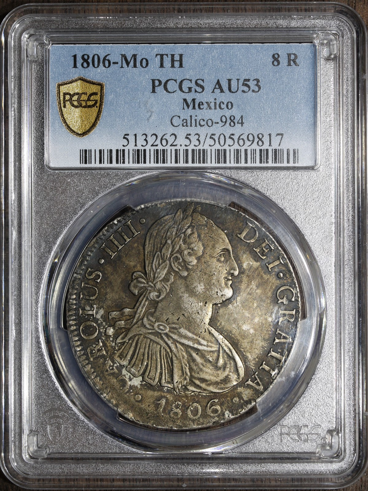1806-Mo (AU53) Mexico Silver 8 Real 8R PCGS - Nice Original Tone