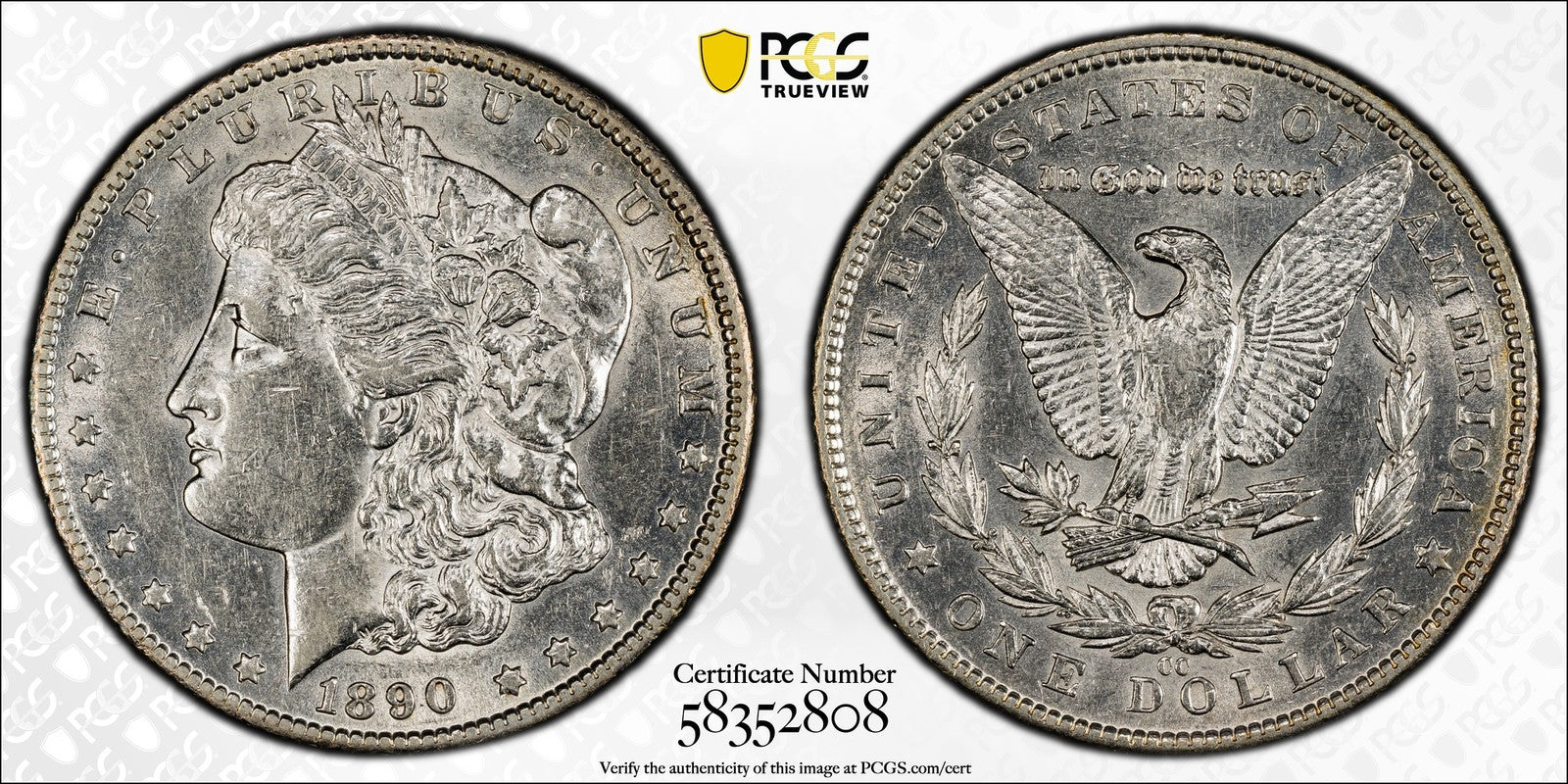 1890-CC (AU53) Morgan Silver Dollar $1 PCGS - Key Date Carson City