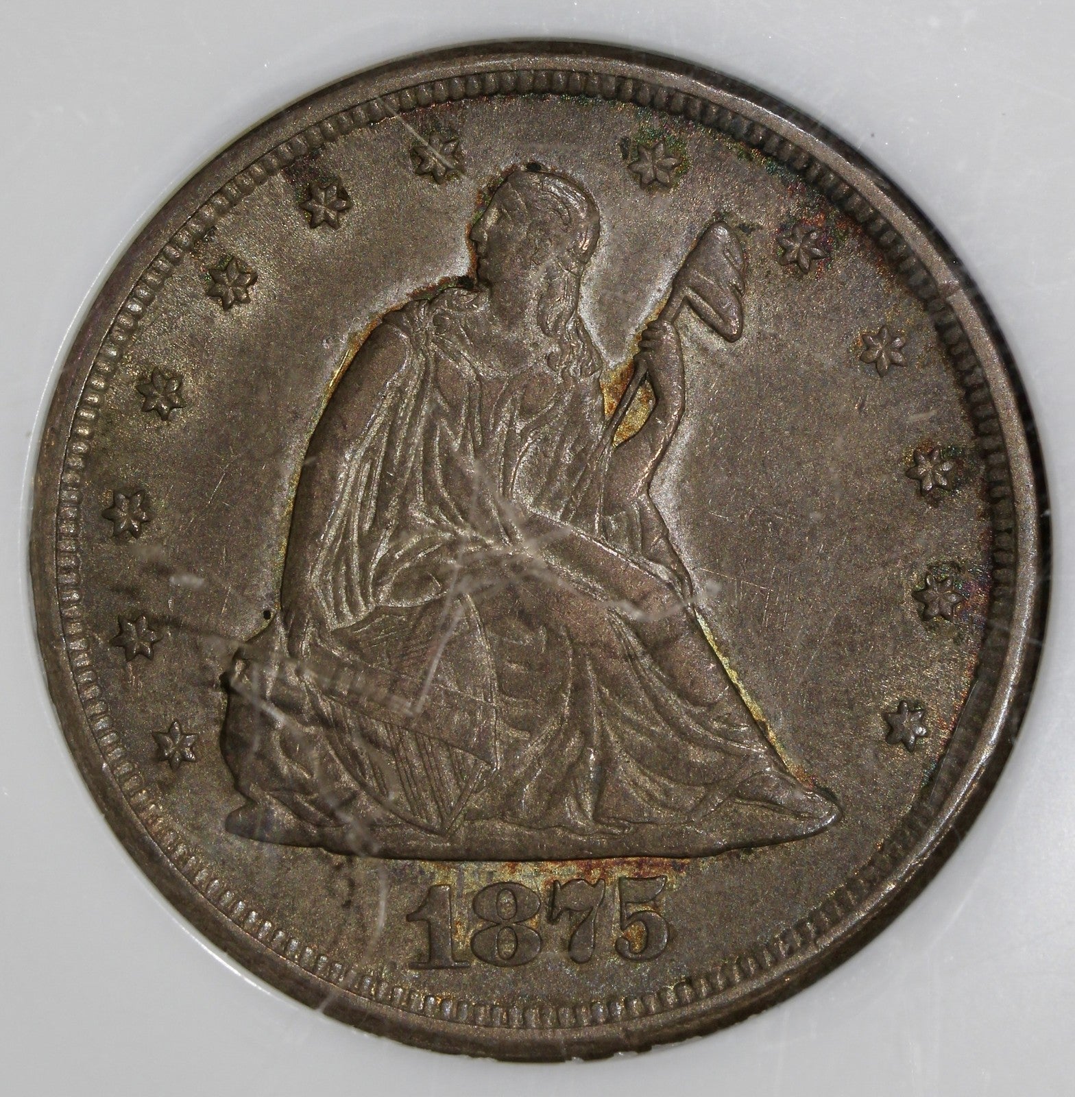 1875-CC (AU55 CAC) Twenty Cent Piece 20C NGC - Carson City