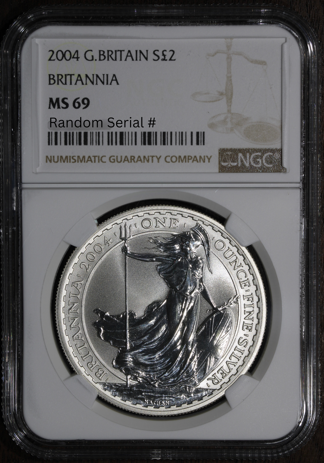 2004 (MS69) 1 oz Silver Great Britain Britannia £2 NGC - KEY DATE POP 39 !
