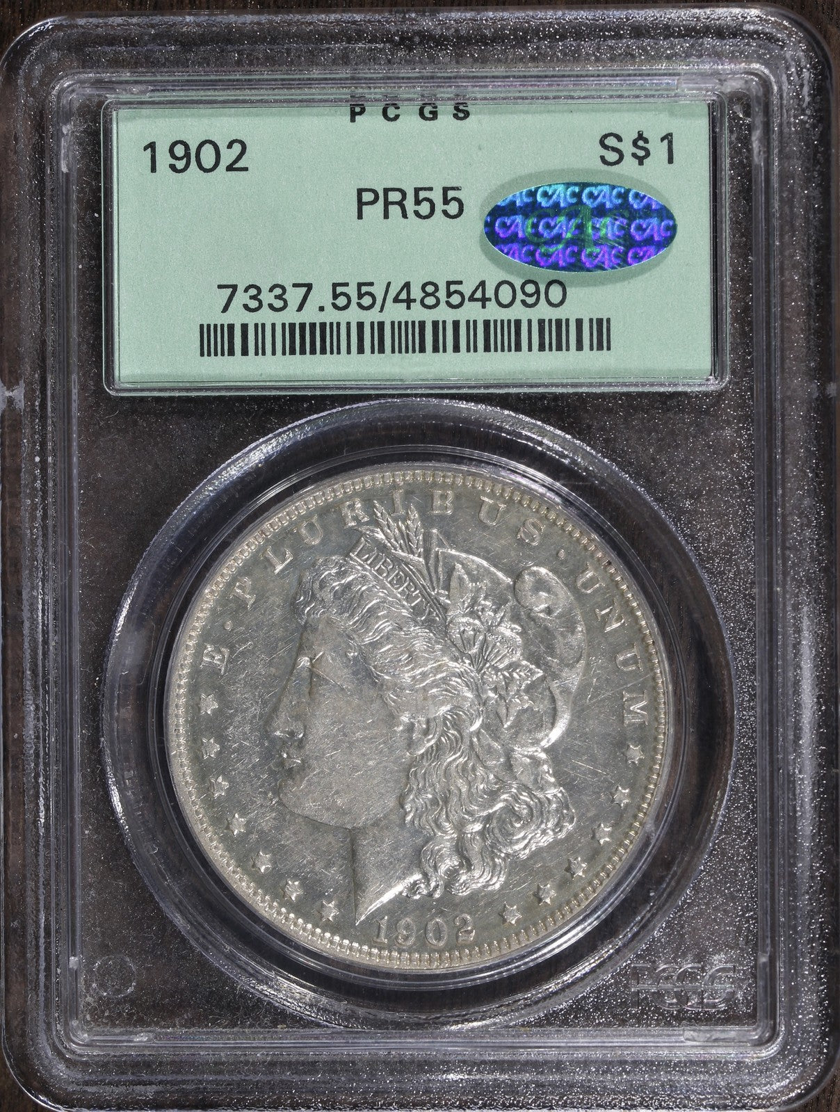 1902 (PR55 CAC) Proof Morgan Silver Dollar $1 PCGS OGH - Stunning Proof