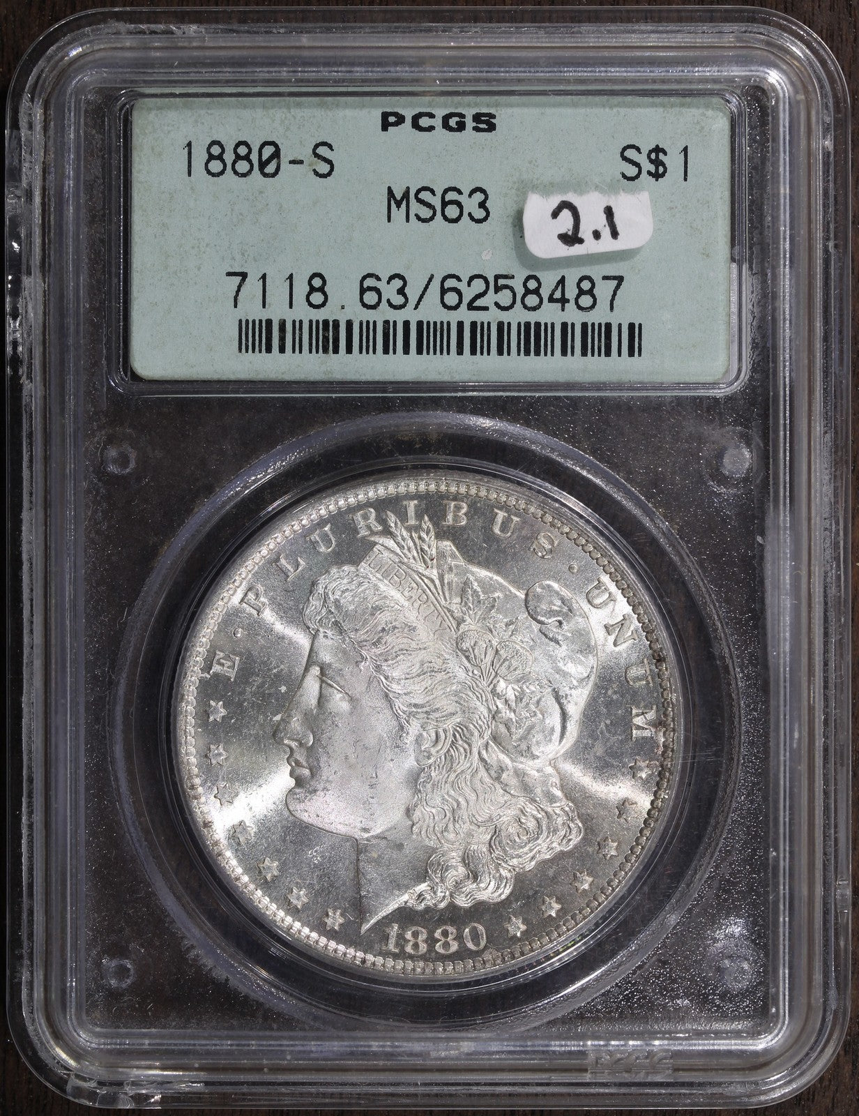 1880-S (MS63) Morgan Silver Dollar $1 PCGS OGH - Gen 2.1