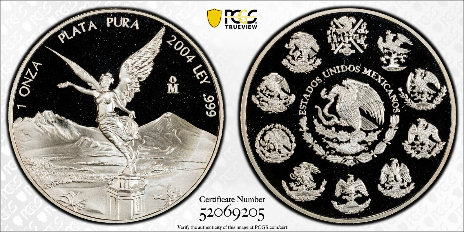 2004-Mo (PR68 DCAM) Proof Silver 1 oz Mexico Libertad Onza PCGS