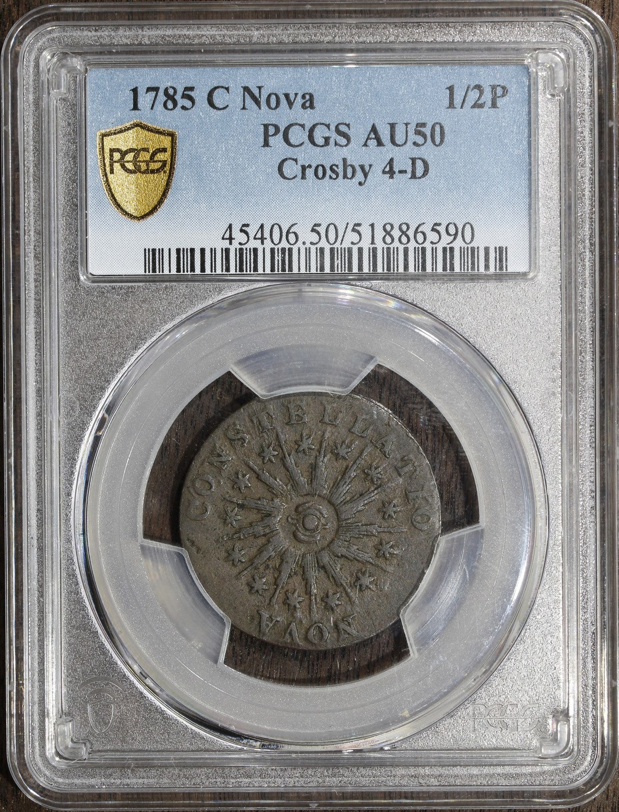 1785 (AU50) Nova Constellatio Pointed Rays Crosby 4-D 1/2P PCGS - Colonial