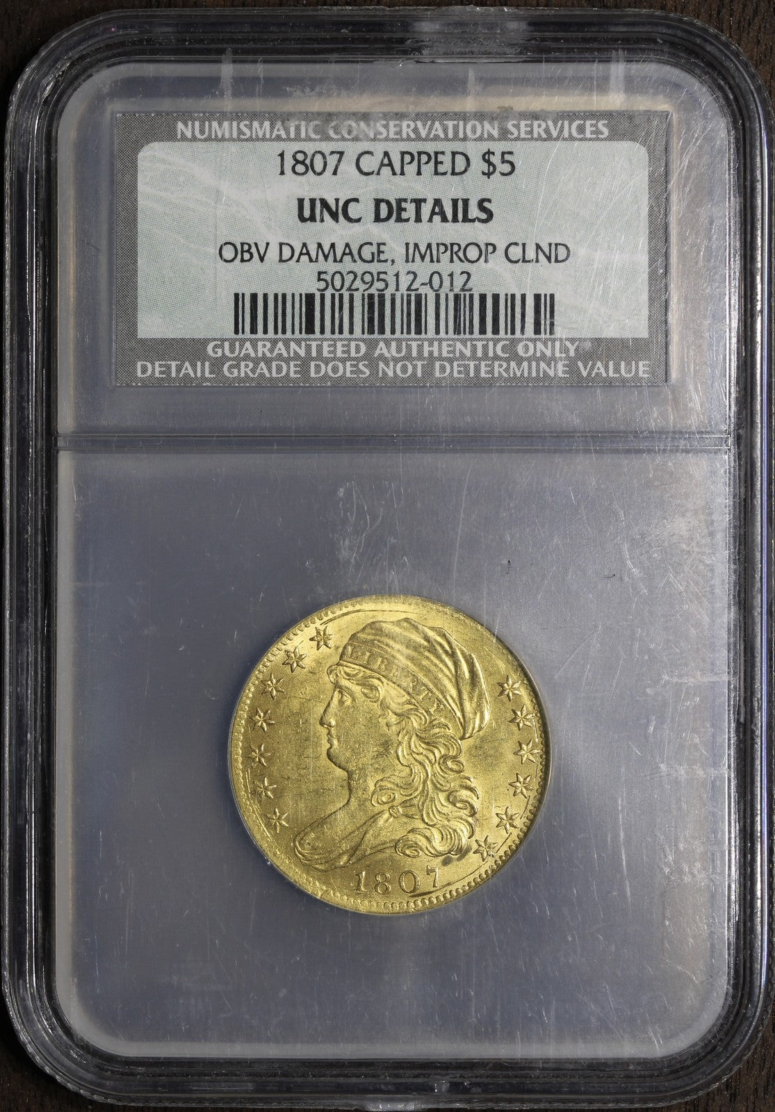 1807 (UNC Detail) Capped Bust Gold Half Eagle $5 NGC - Rare Early Gold