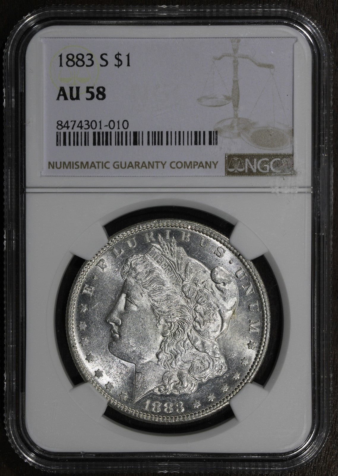 1883-S (AU58) Morgan Silver Dollar $1 NGC - Key Date Conditional Rarity