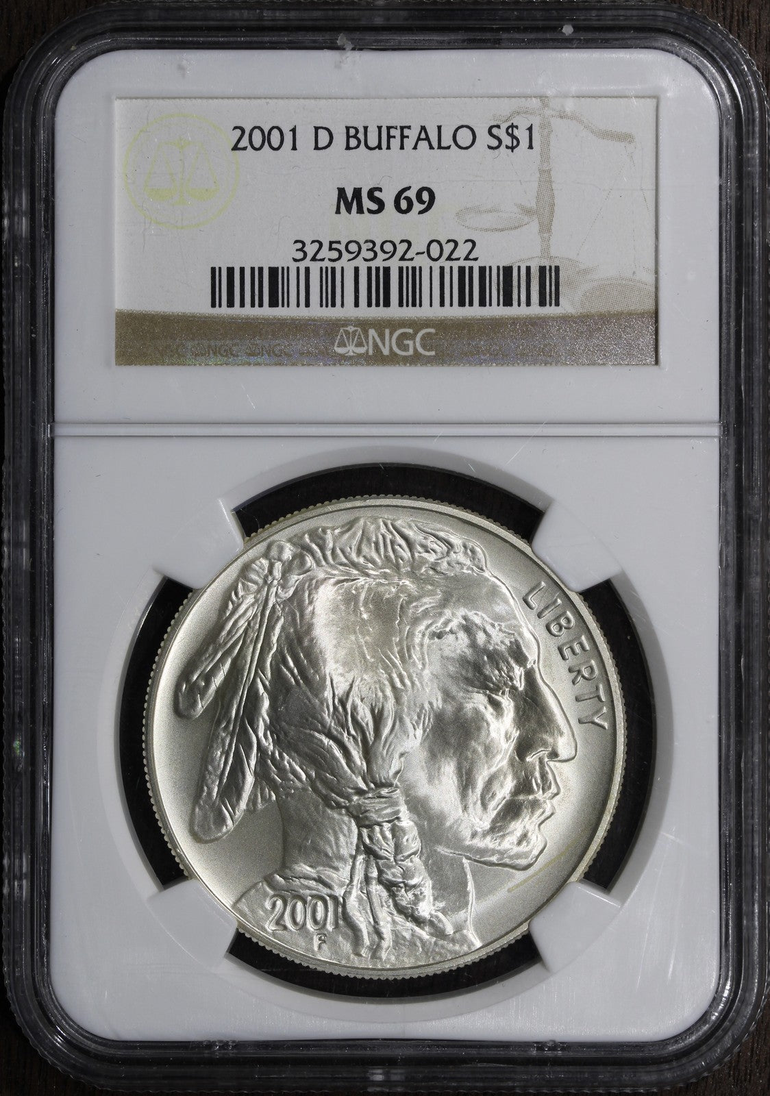 2001-D (MS69) 1 oz Silver Buffalo $1 NGC - U.S Mint