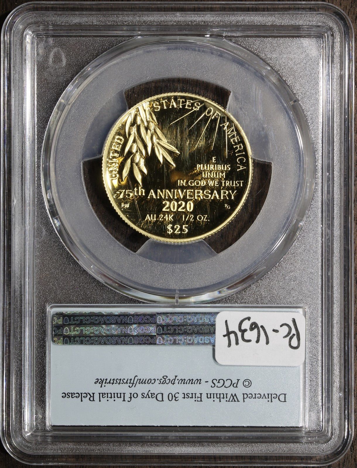 2020-W (PR70 DCAM) End of World War II 1/2 oz Gold Coin $25 - 75 Anniversary