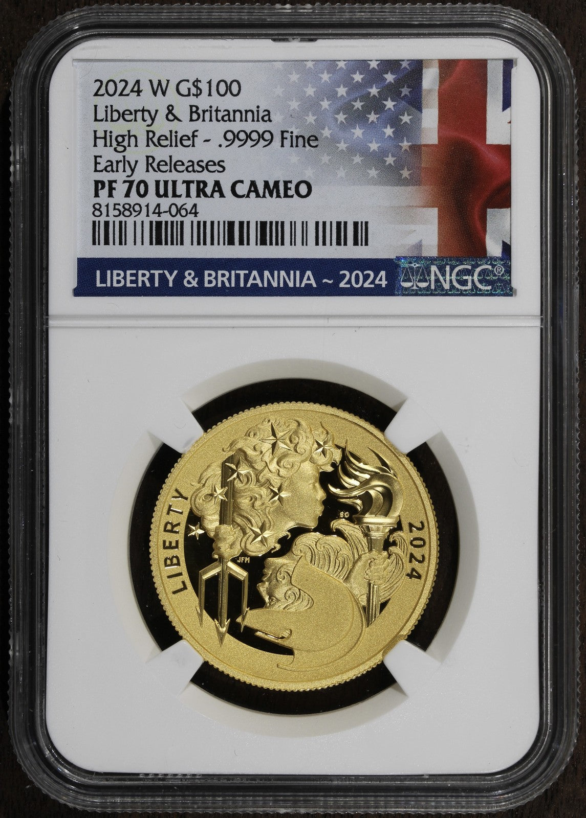 2024-W (PF70) 1 oz $100 Proof Gold Liberty & Britannia NGC - Early Releases