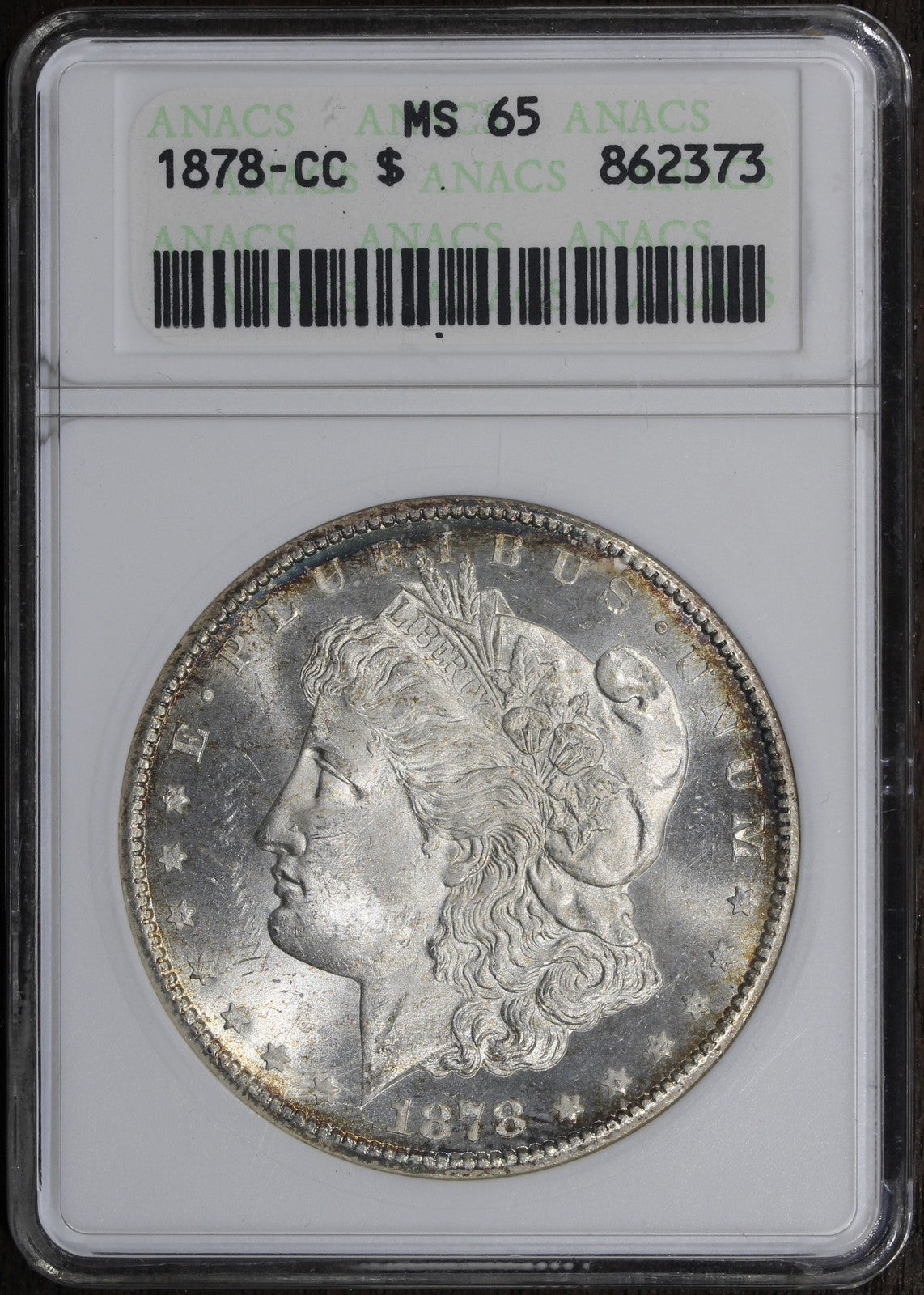 1878-CC (MS65) Morgan Silver Dollar $1 ANACS Soapbox - Carson City Key Date