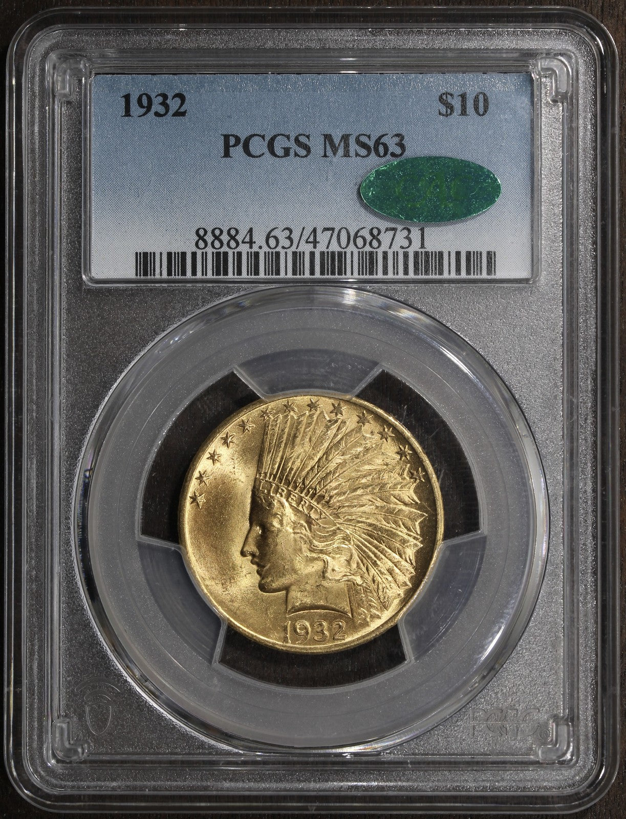 1932 (MS63 CAC) Indian Head Gold Eagle $10 PCGS