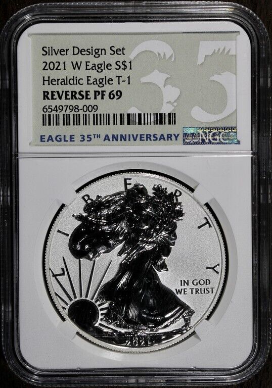 2021-W (Rev PF69) Reverse Proof American Silver Eagle NGC (Type 1) Designer Set