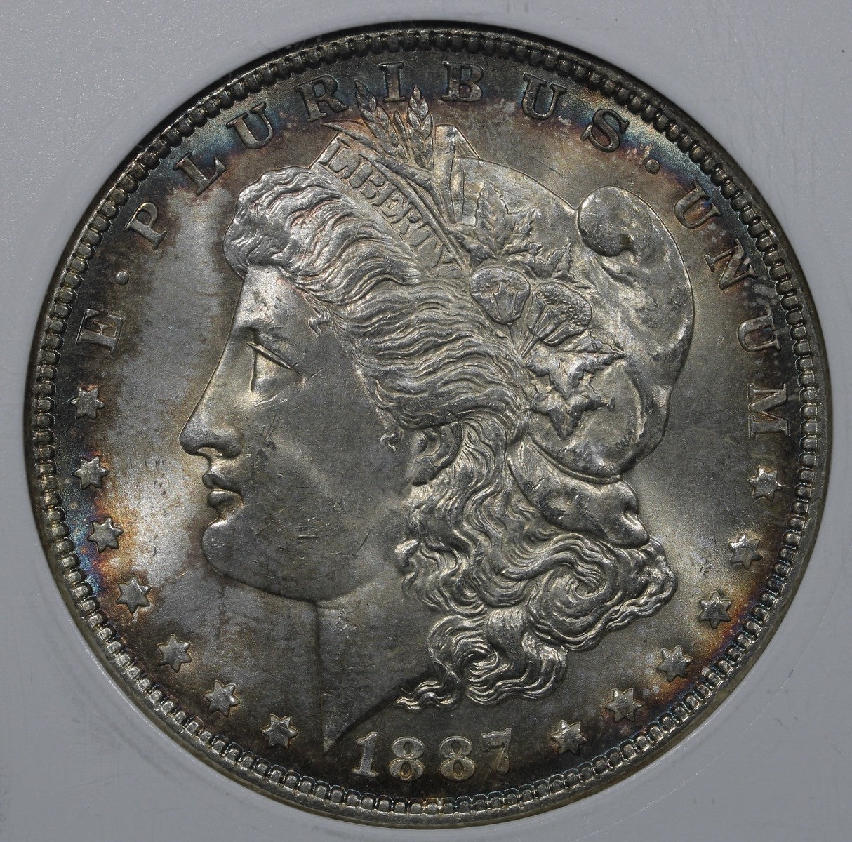 1887 (MS65) Morgan Silver Dollar $1 ANACS Soapbox - Old Holder Toned