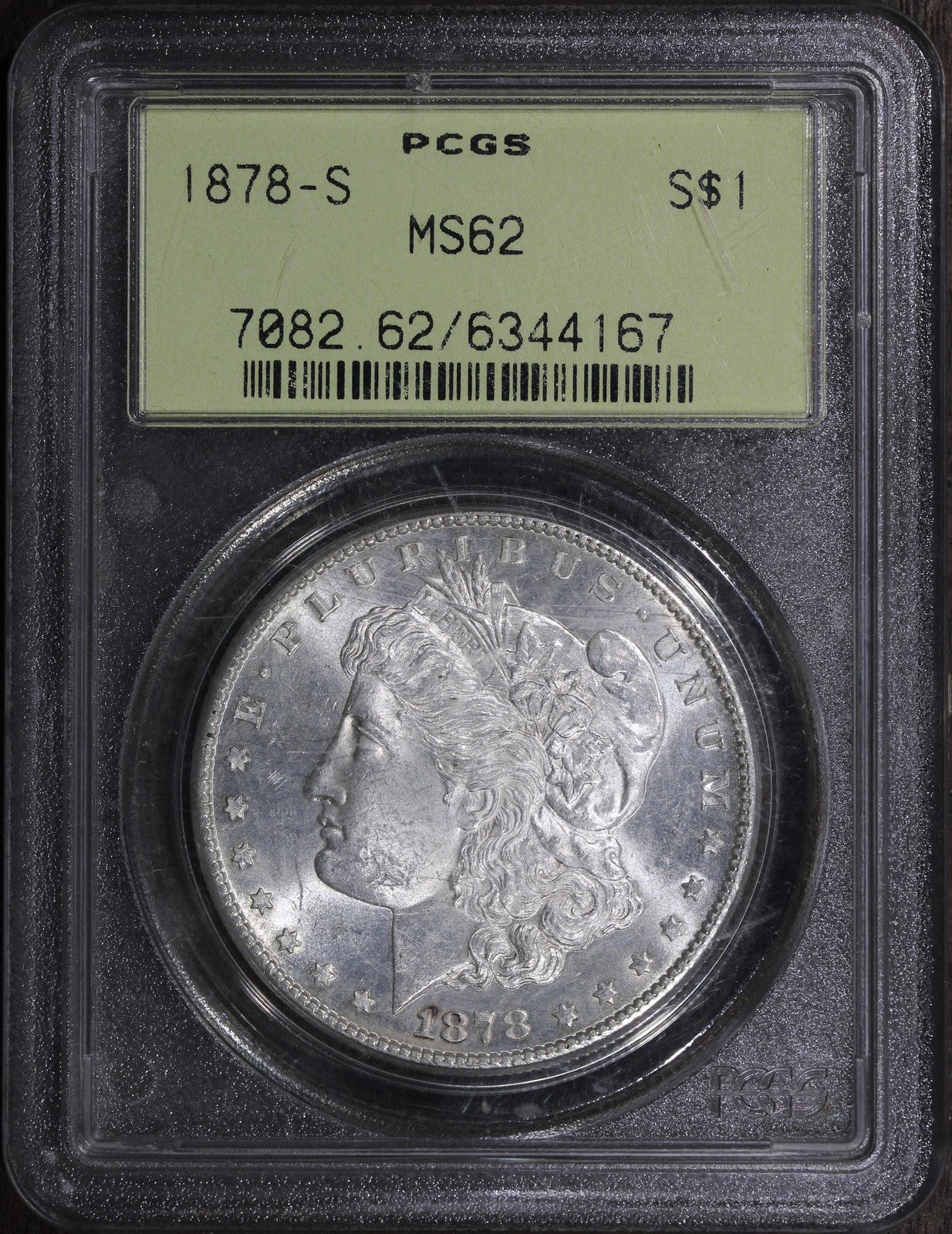 1878-S (MS62) Morgan Silver Dollar $1 PCGS OGH - First Year